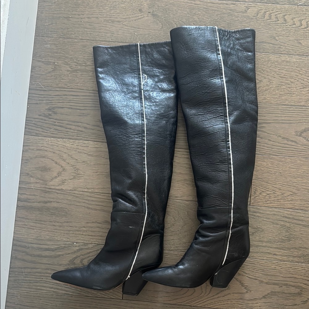IRO Black Leather Knee-High Boots